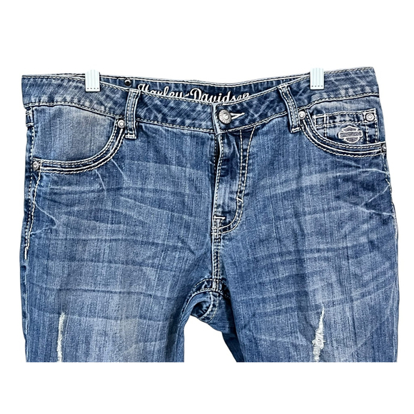Harley Davidson Y2K Bling Bootcut Denim Blue Jeans Size 12 Low Rise Pockets - Picture 5 of 7